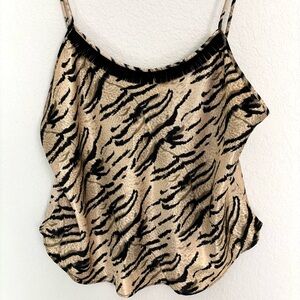Secret Treasures Animal Print Fringe Satin Camisole Women’s Large Y2K Festival
